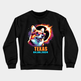 Texas Total Solar Eclipse 2024 Corgi Dog Crewneck Sweatshirt